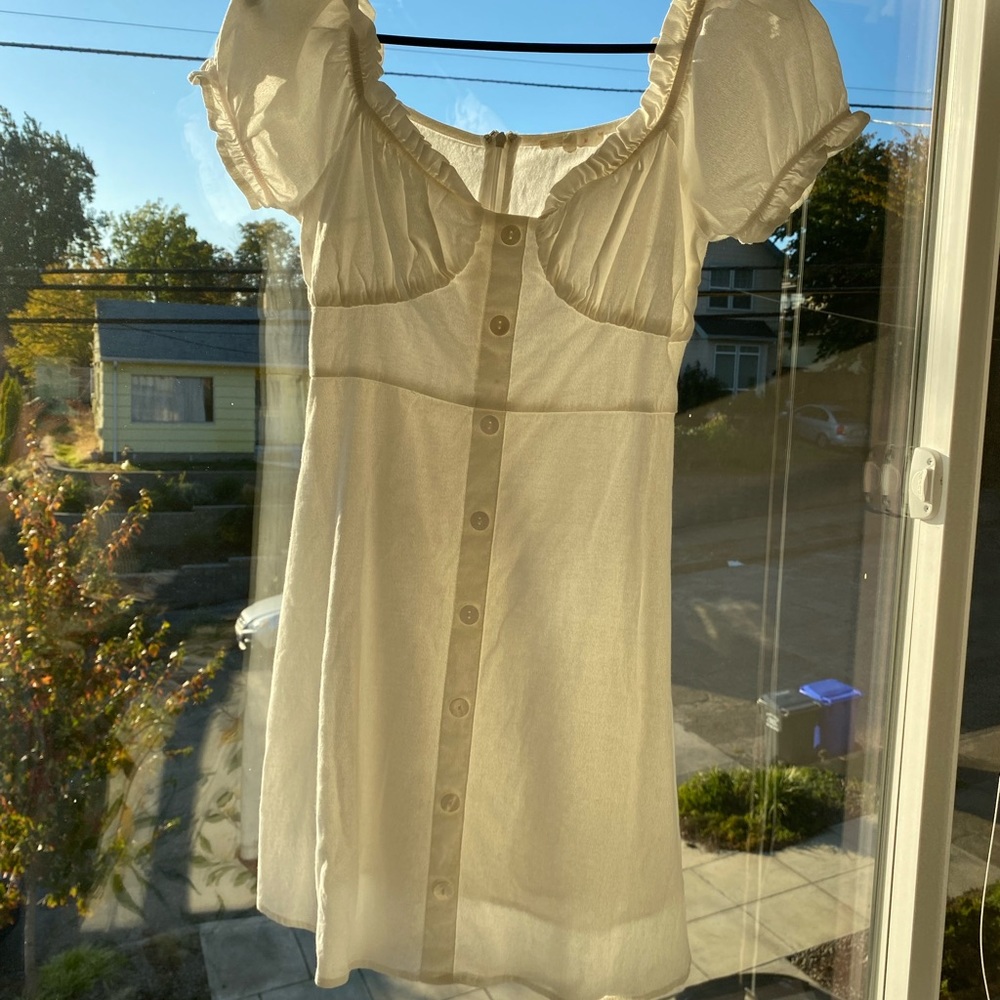 Le Lis Milkmaid Dress | white | size medium